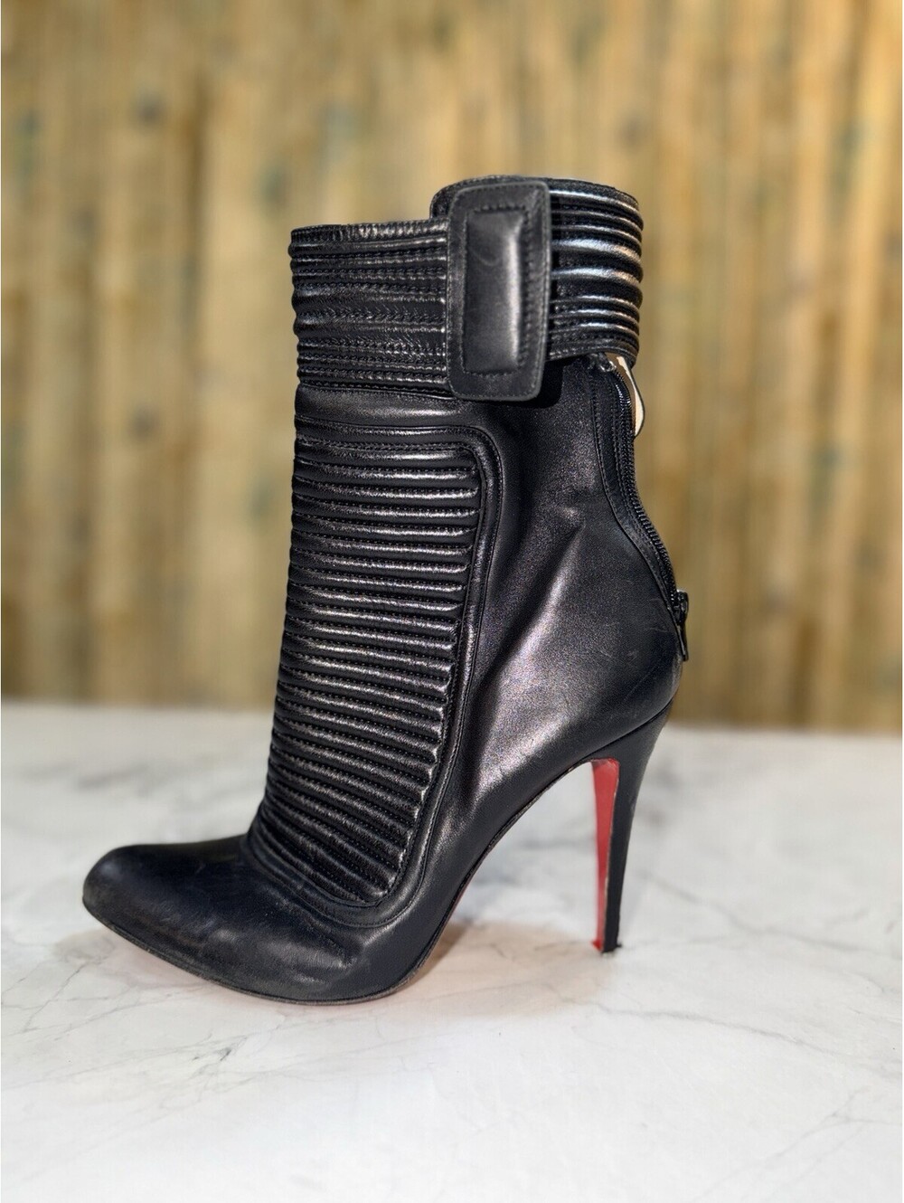 Christian Louboutin Black Quilted Stiletto Boot EU 41 LEFT SHOE ONLY